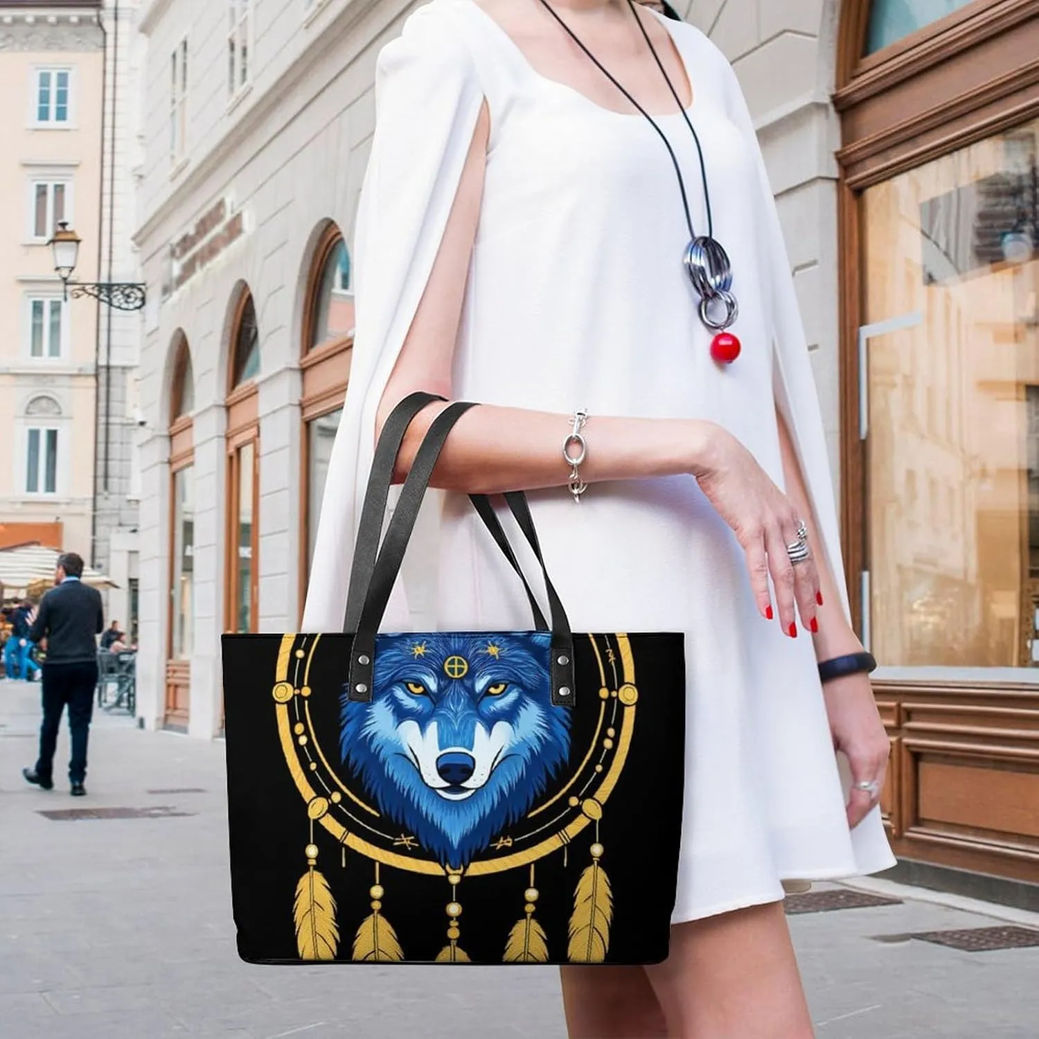 Women's Elegant Leather Handbag Unisex Leather Tote Bag Lightweight Handbag