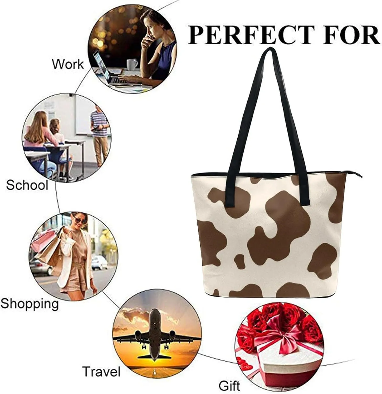 Women's Elegant Leather Handbag Unisex Leather Tote Bag Lightweight Handbag