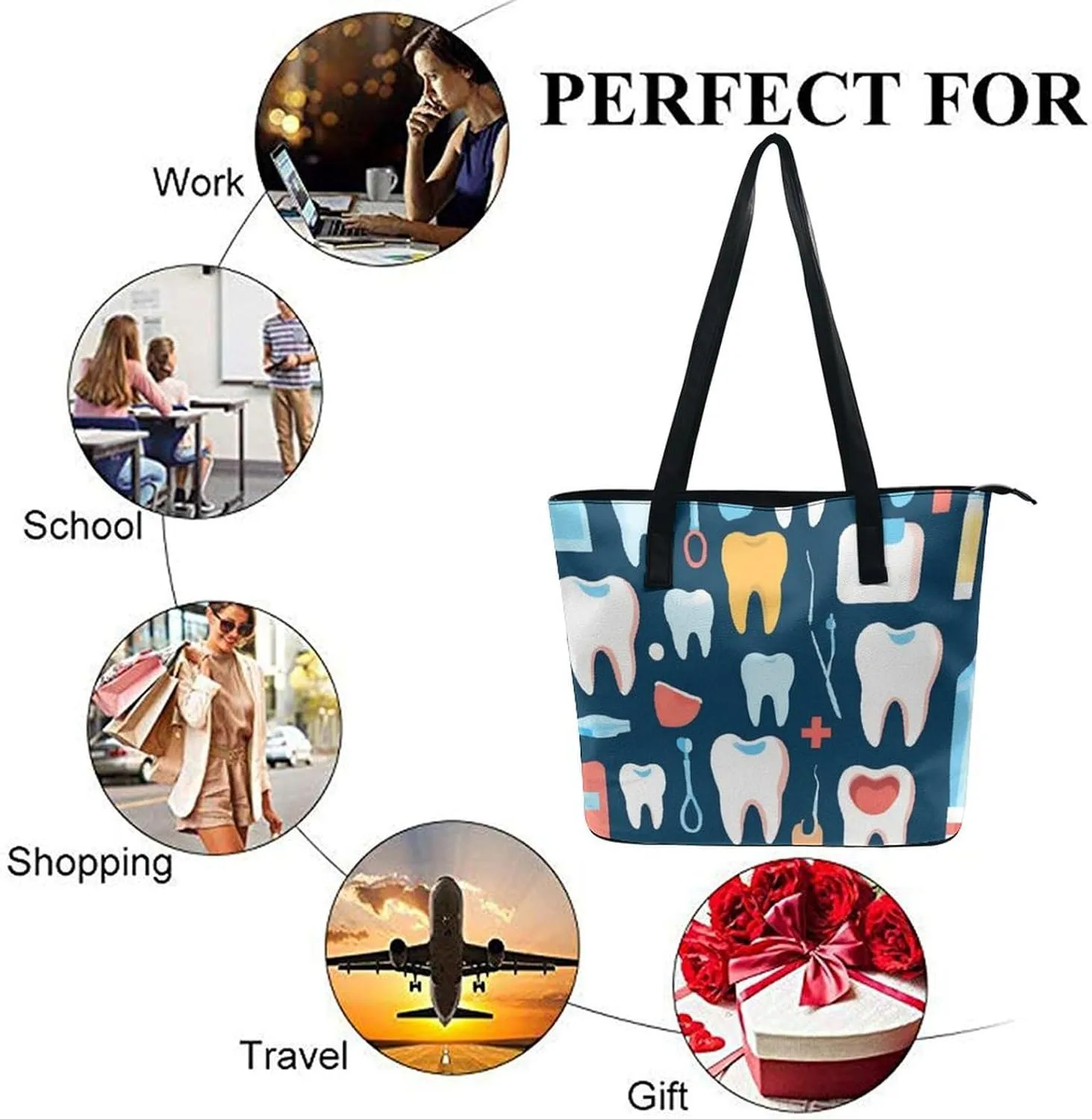 Women's Elegant Leather Handbag Unisex Leather Tote Bag Lightweight Handbag
