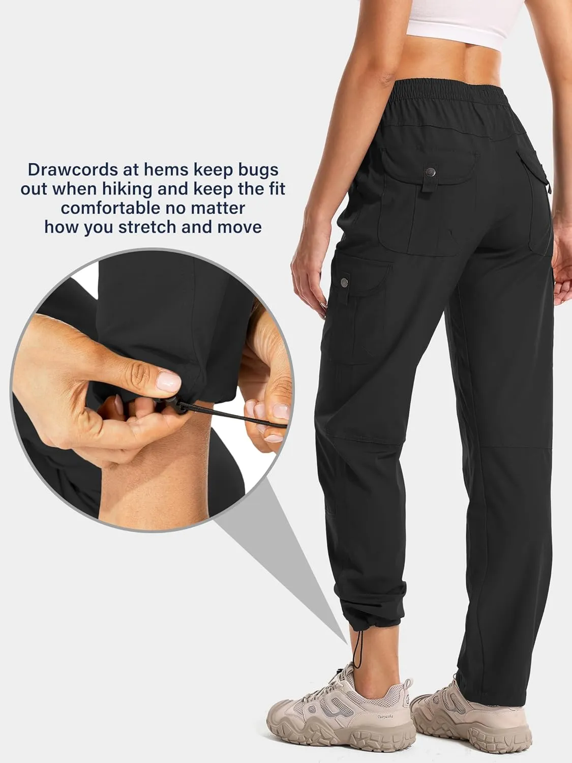 Womens Hiking Pants Quick Dry Lightweight UPF 50 Travel Golf Pants Work Camping Outdoor Cargo Pants Pockets