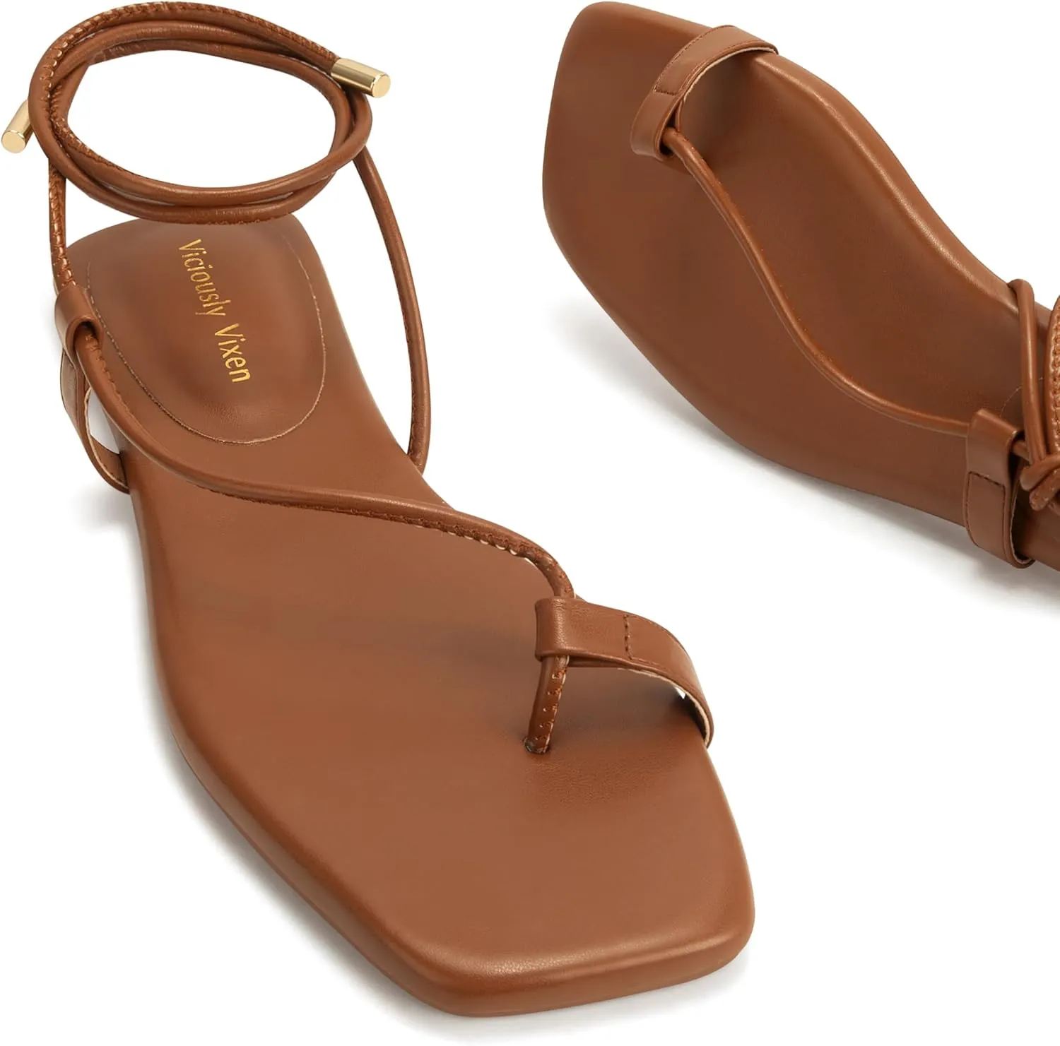 Women's Lace Up Sandals Strappy Flats Gladiator Wrap Flip Flop Tie Open Ring Toe Summer Shoes