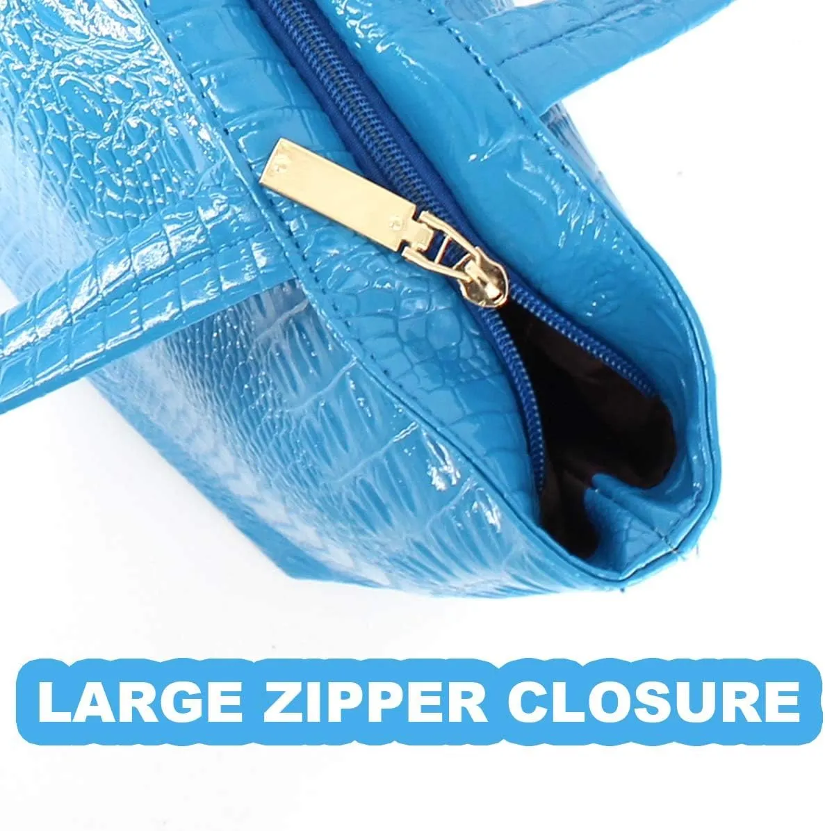 Womens Large Tote Shoulder Handbag Purse Travel Satchel Stylish Fuax Leather Crocodile Hobo Top Handle Bag