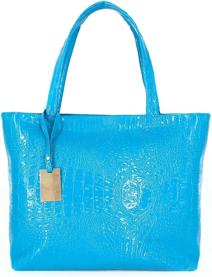 Womens Large Tote Shoulder Handbag Purse Travel Satchel Stylish Fuax Leather Crocodile Hobo Top Handle Bag