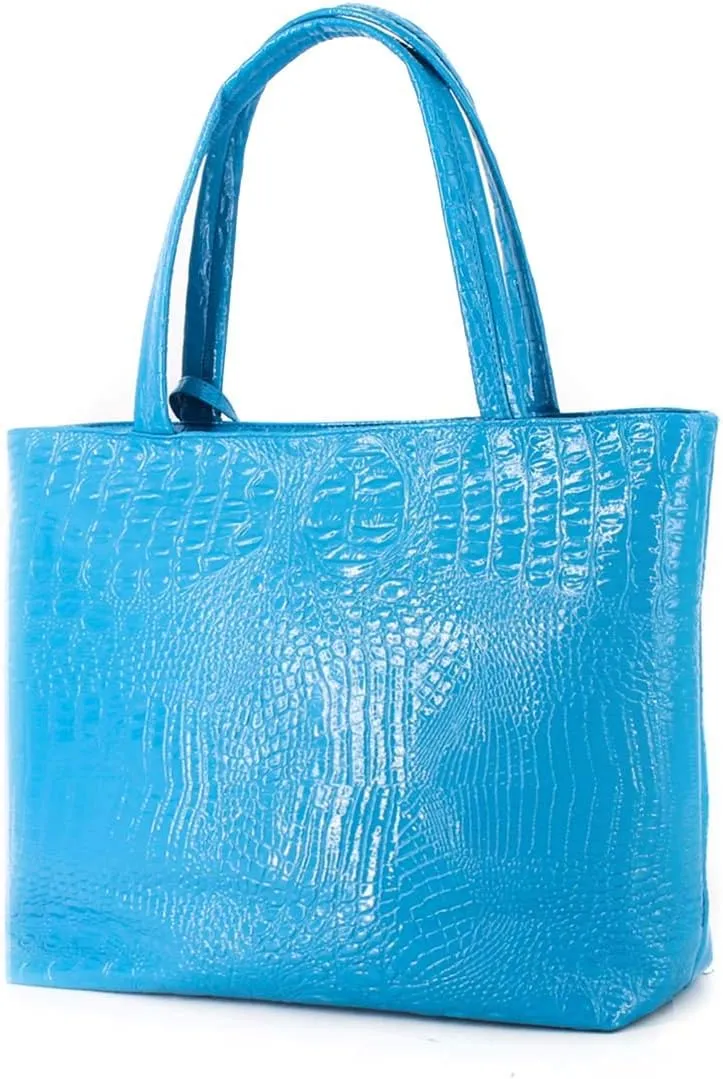 Womens Large Tote Shoulder Handbag Purse Travel Satchel Stylish Fuax Leather Crocodile Hobo Top Handle Bag