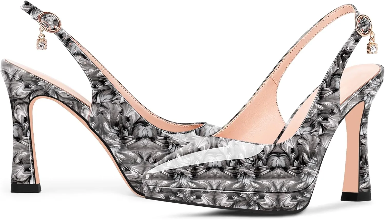 Women's Platform Slingback Closed Pointed Toe High Heel Pumps Slip On Party Dress Shoes