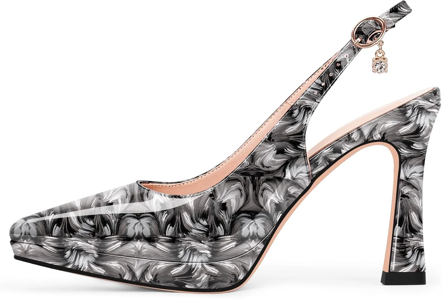 Women's Platform Slingback Closed Pointed Toe High Heel Pumps Slip On Party Dress Shoes