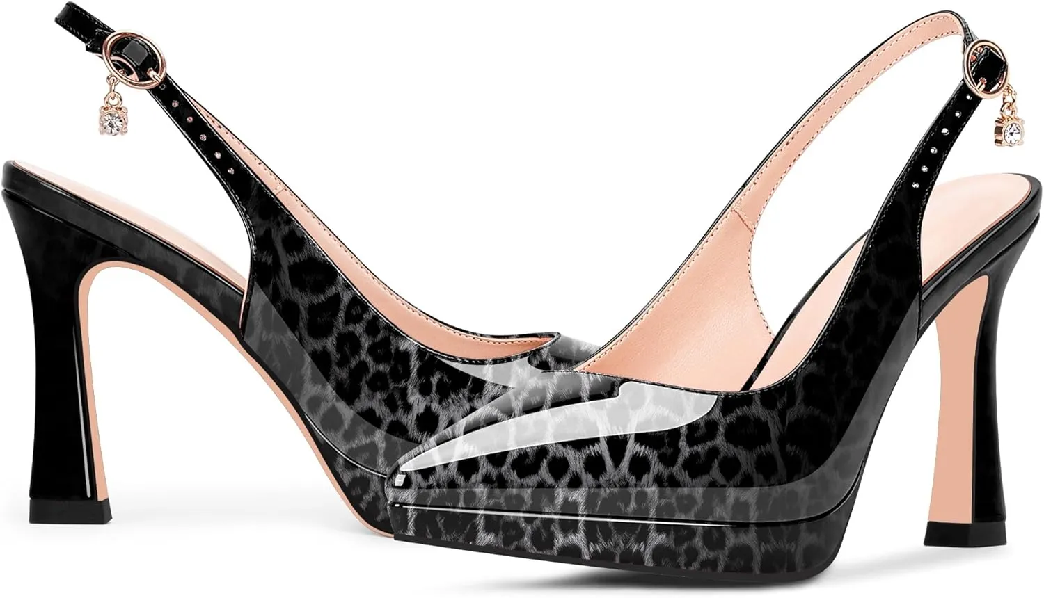 Women's Platform Slingback Closed Pointed Toe High Heel Pumps Slip On Party Dress Shoes