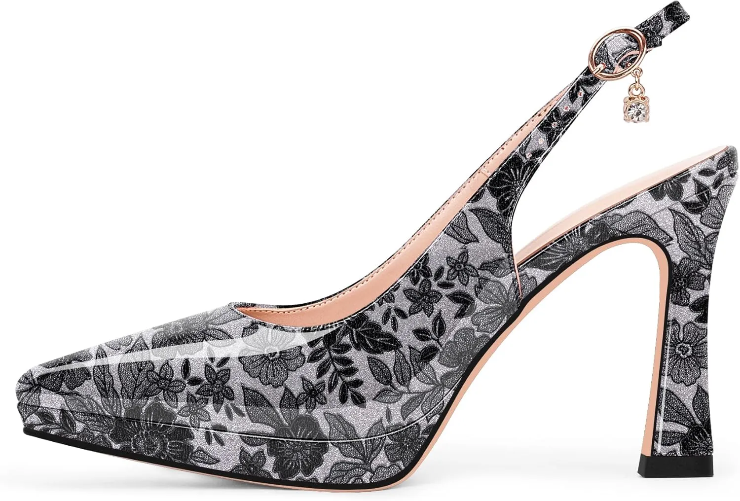 Women's Platform Slingback Closed Pointed Toe High Heel Pumps Slip On Party Dress Shoes