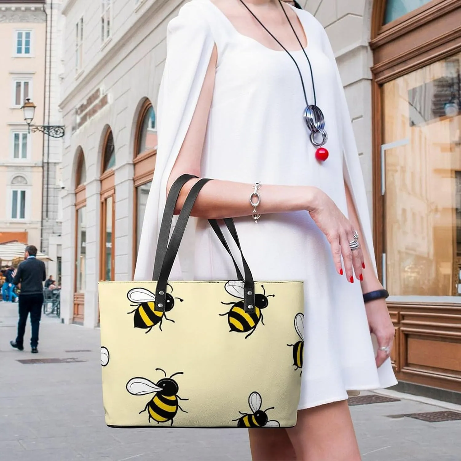 Women's Portable Tote Bag Trendy Modern Leather Handbag For Work Weekend