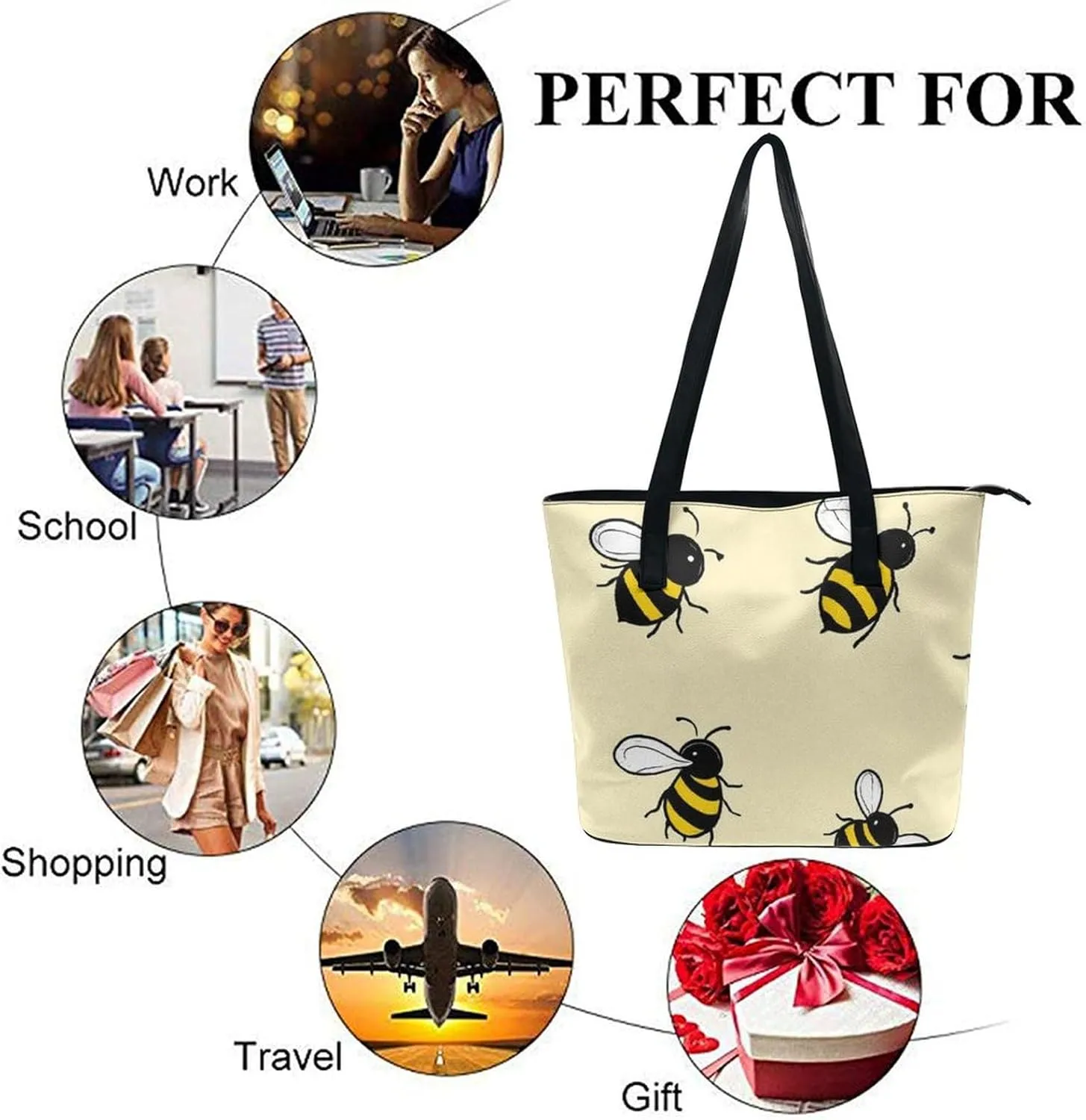 Women's Portable Tote Bag Trendy Modern Leather Handbag For Work Weekend