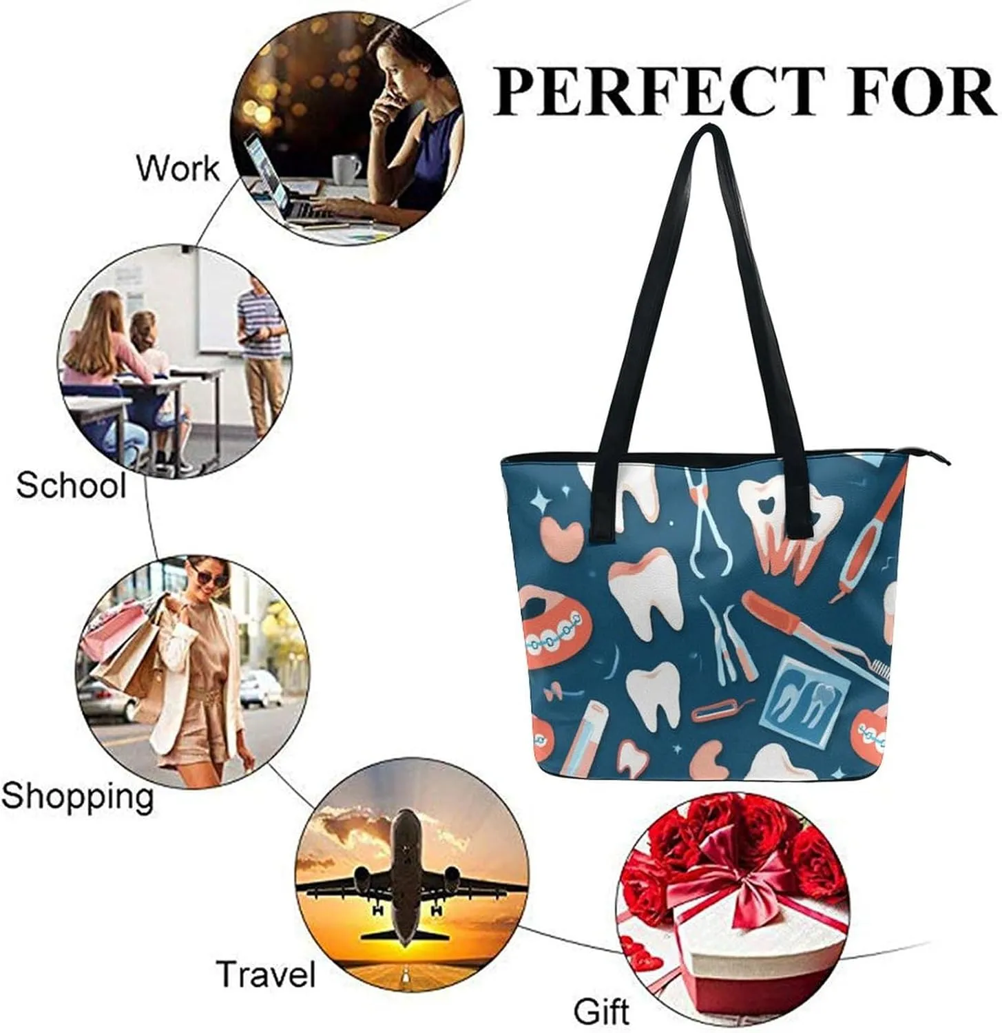 Women's Portable Tote Bag Trendy Modern Leather Handbag For Work Weekend