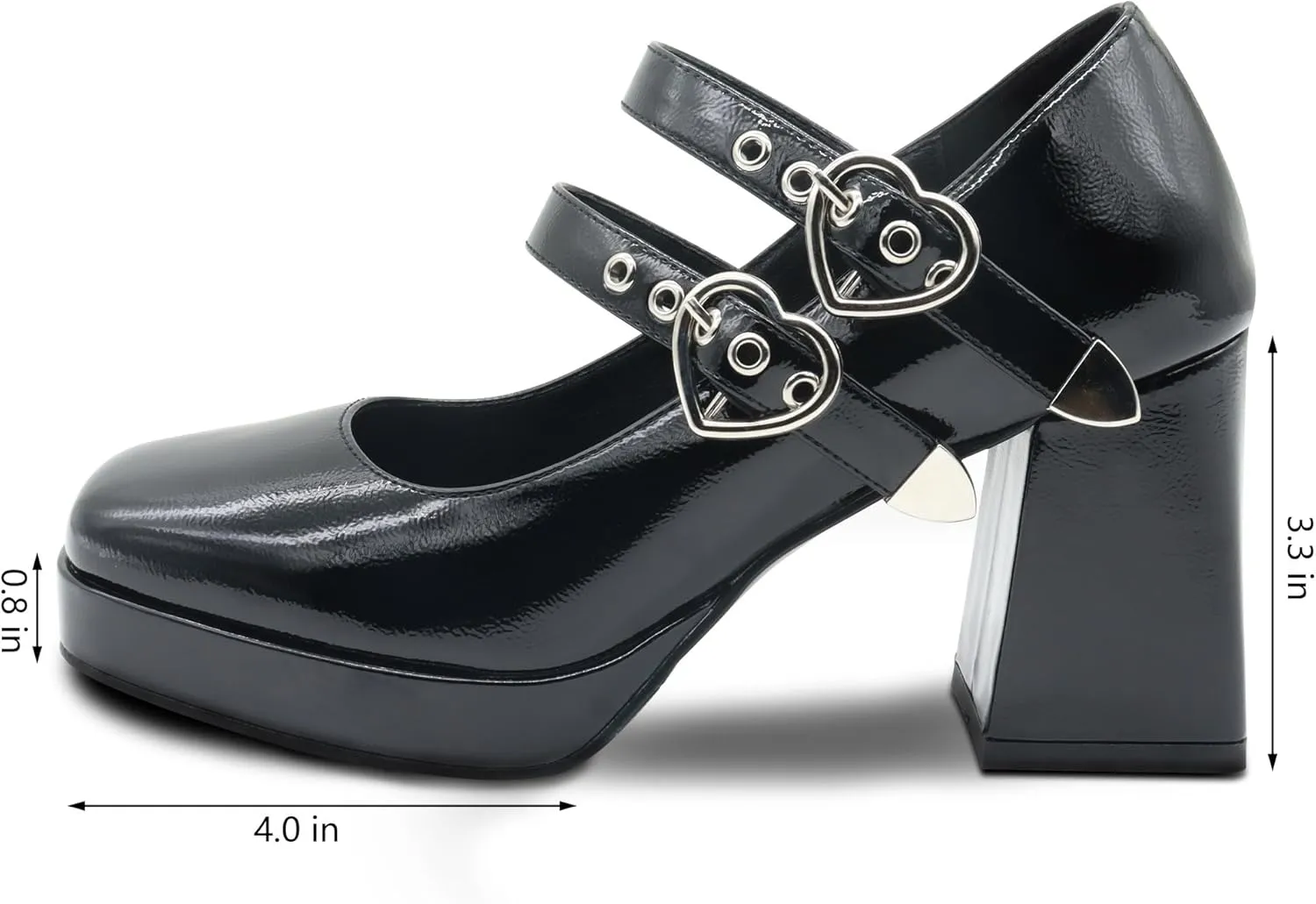 Women's Square Closed Toe Platform Chunky Strappy Block Heels Goth Mary Janes Shoes