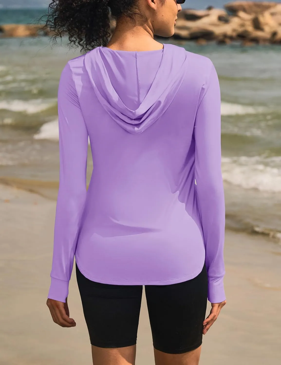 Womens Sun Protection Hoodies UPF 80  UV Shirts Long Sleeve Lightweight Hiking Fishing Workout Tops