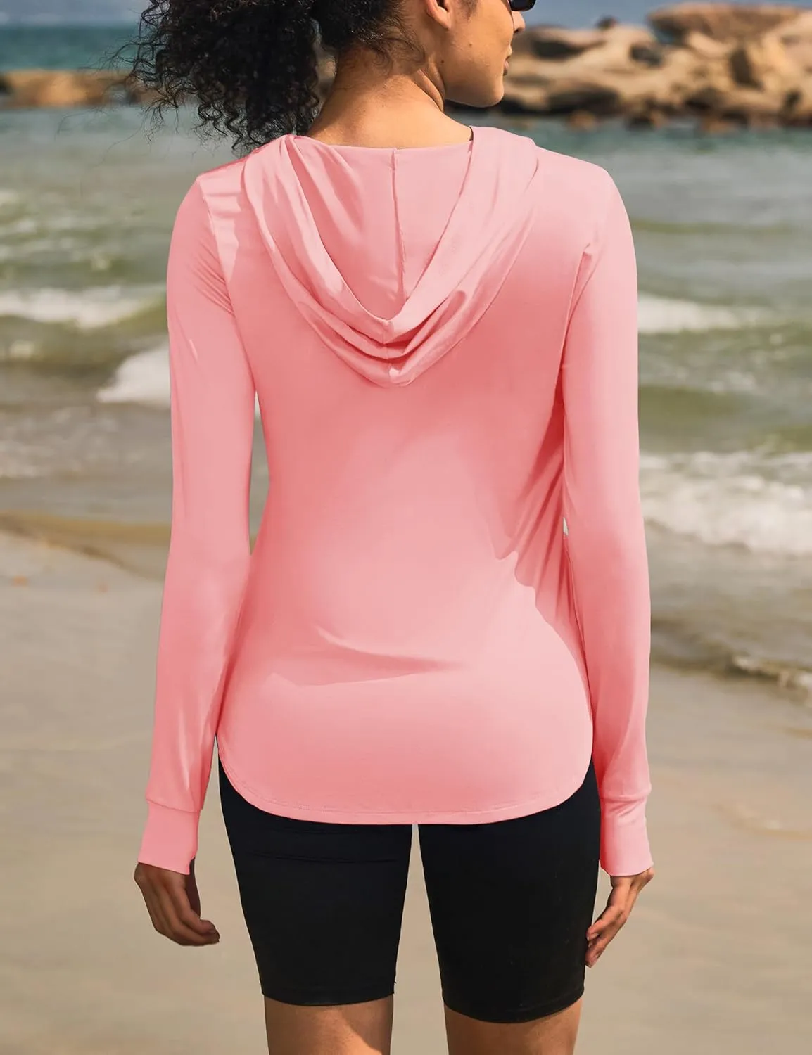 Womens Sun Protection Hoodies UPF 80  UV Shirts Long Sleeve Lightweight Hiking Fishing Workout Tops