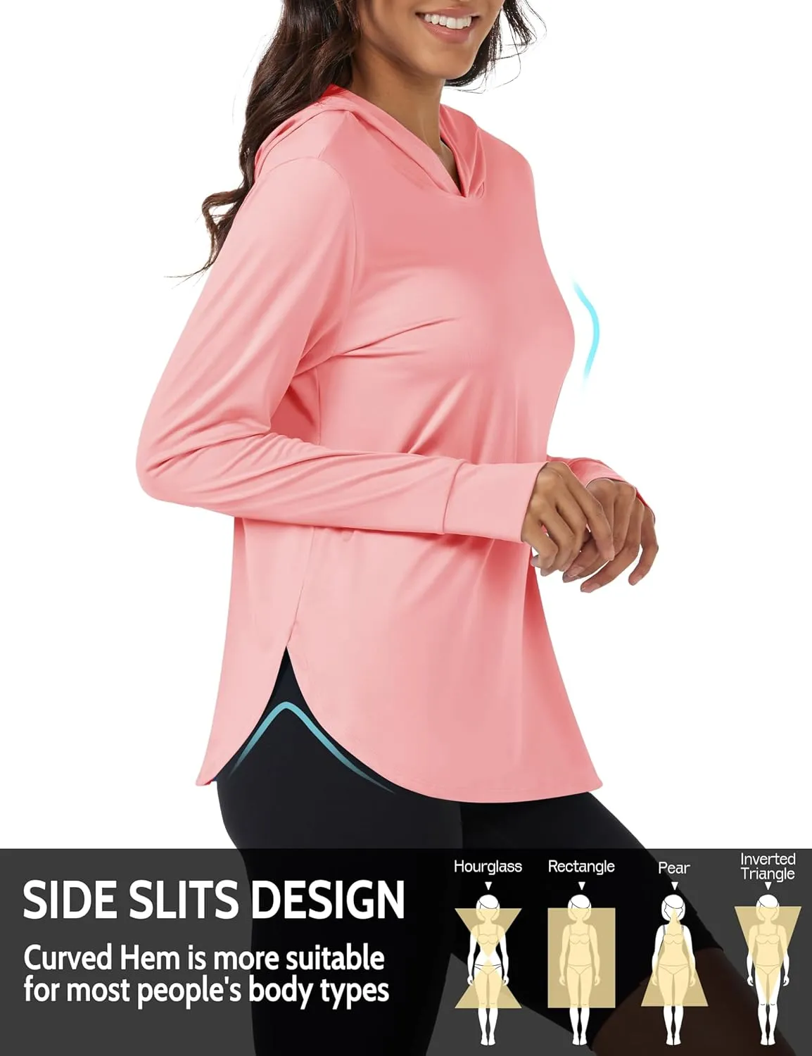 Womens Sun Protection Hoodies UPF 80  UV Shirts Long Sleeve Lightweight Hiking Fishing Workout Tops