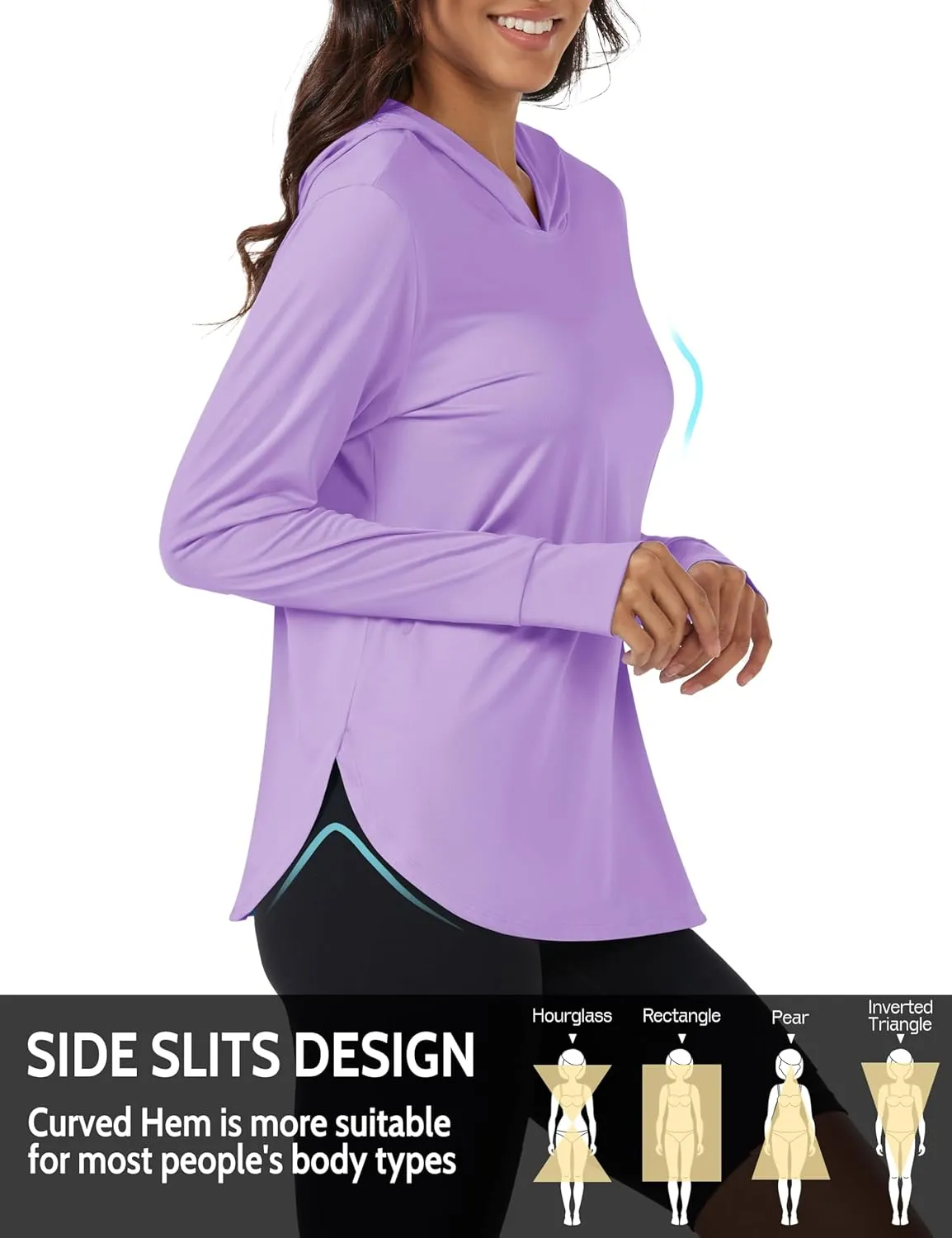 Womens Sun Protection Hoodies UPF 80  UV Shirts Long Sleeve Lightweight Hiking Fishing Workout Tops