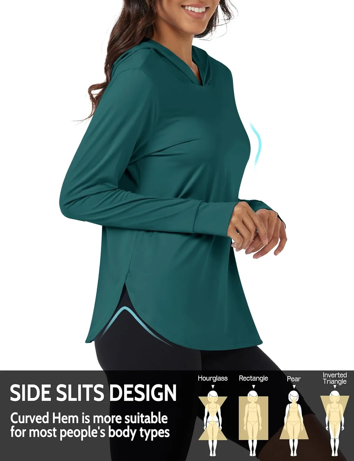 Womens Sun Protection Hoodies UPF 80  UV Shirts Long Sleeve Lightweight Hiking Fishing Workout Tops