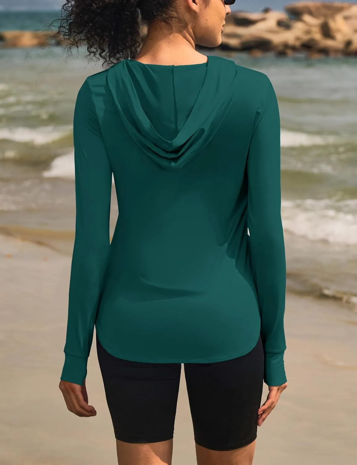 Womens Sun Protection Hoodies UPF 80  UV Shirts Long Sleeve Lightweight Hiking Fishing Workout Tops