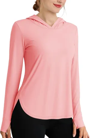 Womens Sun Protection Hoodies UPF 80  UV Shirts Long Sleeve Lightweight Hiking Fishing Workout Tops