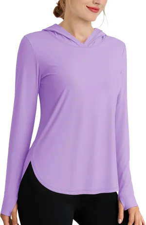 Womens Sun Protection Hoodies UPF 80  UV Shirts Long Sleeve Lightweight Hiking Fishing Workout Tops