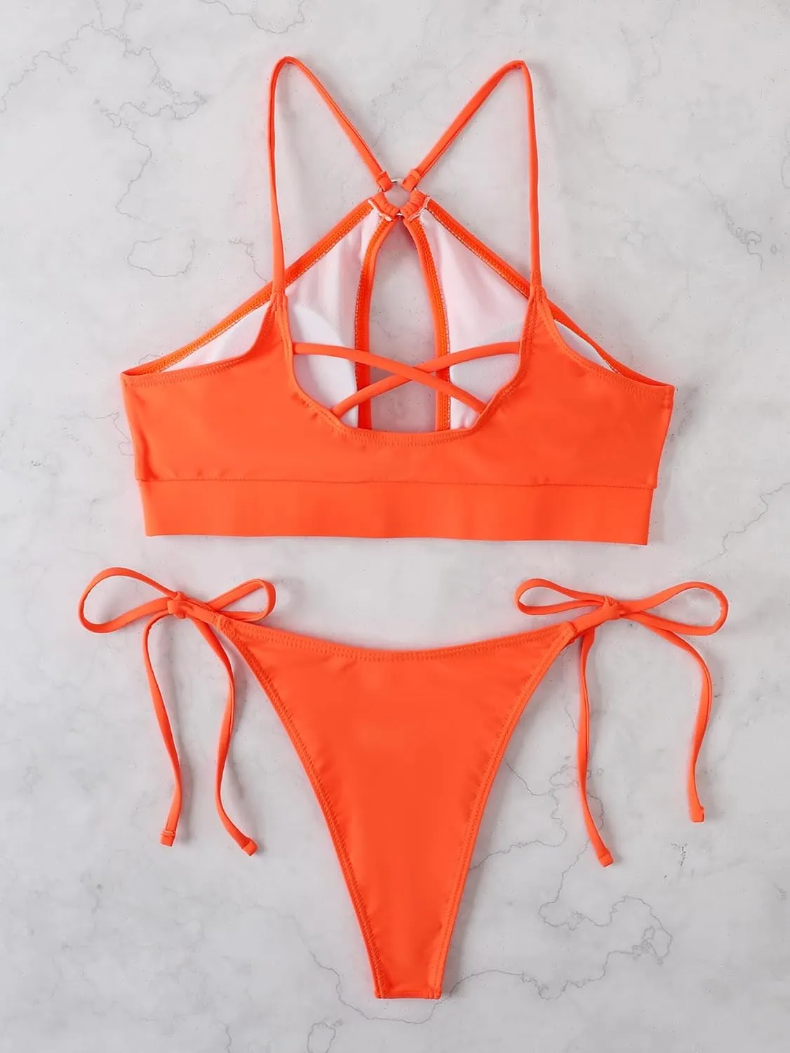 Women's Triangle Bikini Set String Swimsuit Bandeau Halter String Bikini Set Two Piece Swimsuit Bathing Suits