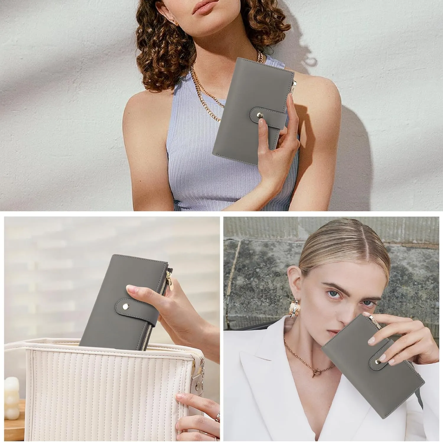 Women's Wallet RFID Blocking Leather Trifold Clutch Wallet Credit Card Holder Ladies Travel Wallet Purse with Pen Holder