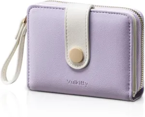 Women's Wallet Slim Leather Bifold Card Wallet for Women Small Compact Women's Purse Credit Card Holder with ID Window, Coins Zipper Pocket and Lanyard