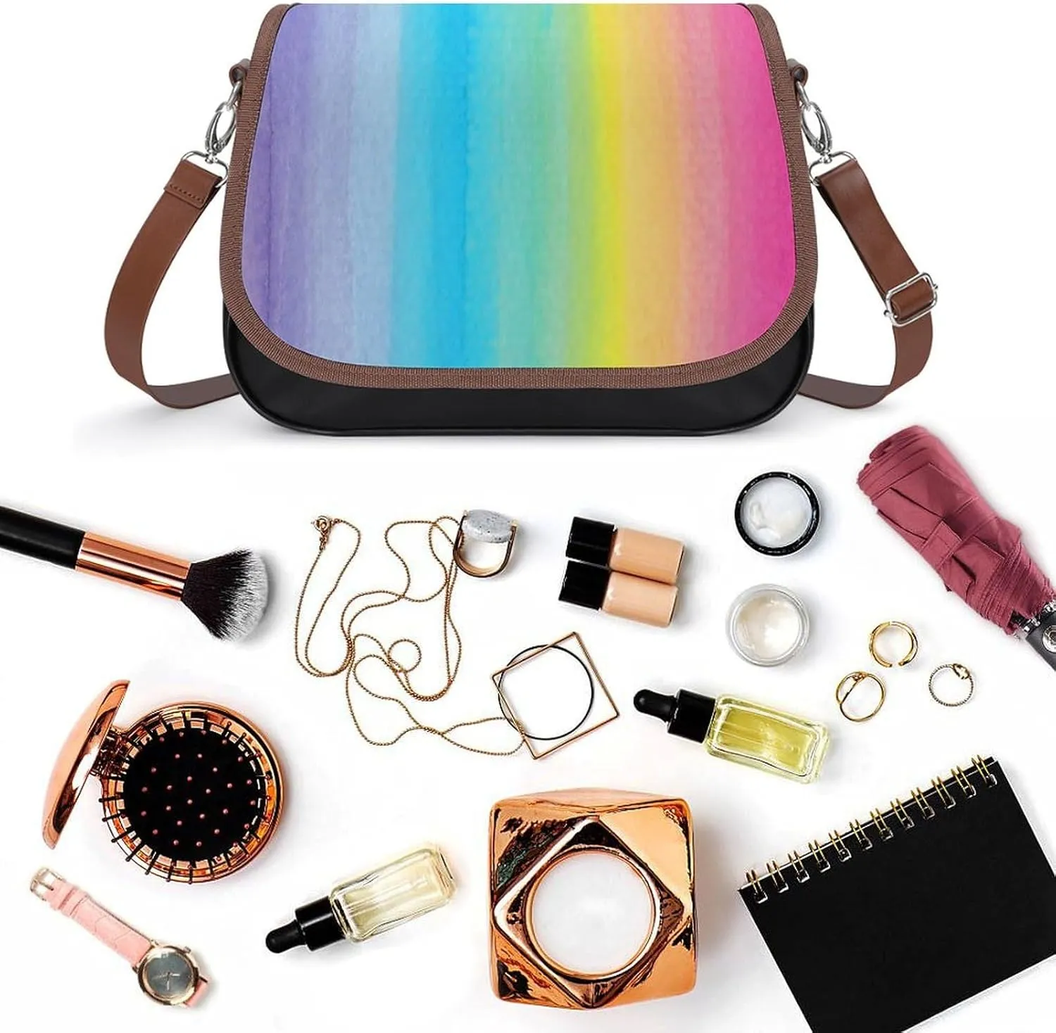Wonky Star Quilt Leather Shoulder Bag with Detachable Shoulder Strap Versatile for Daily Use