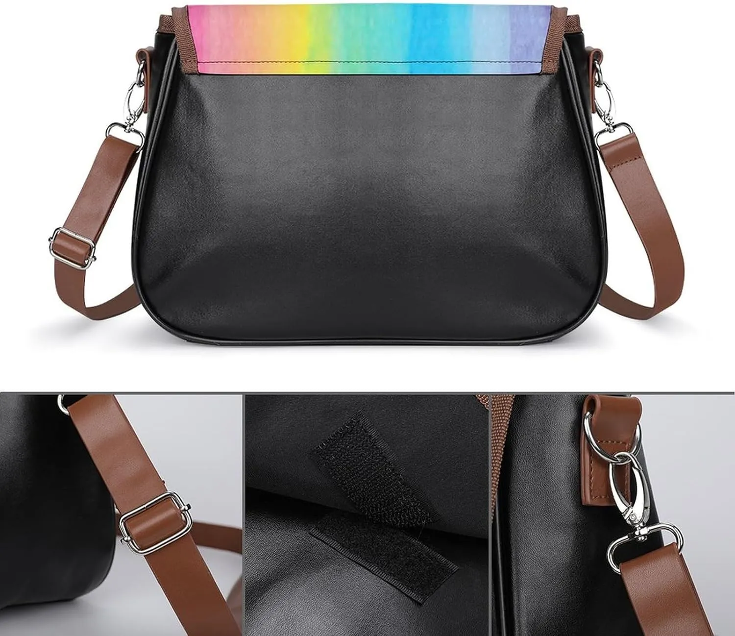 Wonky Star Quilt Leather Shoulder Bag with Detachable Shoulder Strap Versatile for Daily Use