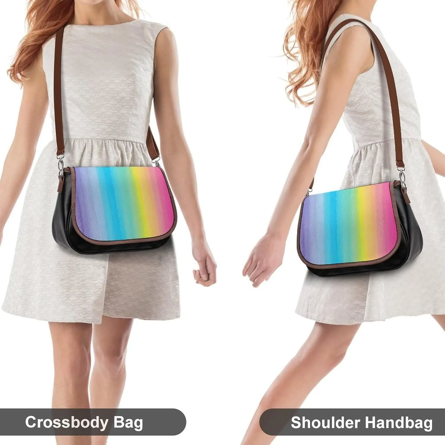 Wonky Star Quilt Leather Shoulder Bag with Detachable Shoulder Strap Versatile for Daily Use