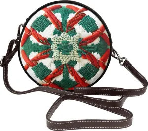 Woolen Fabric Pattern Removable Shoulder Strap Waterproof Leather Shoulder Round Bag Crossbody Bag Travel Shopping Dating Handbag Purse