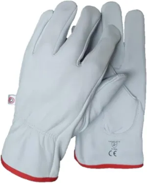 Work Gloves, Top Grain Goatskin Leather, Keystone Thumb, EN388 Certified, 2 Pairs, White