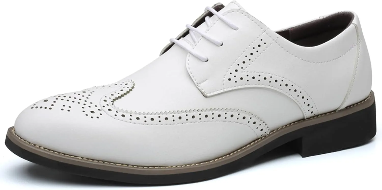 WUIWUIYU Men's Manmade Leather Lace-up Wedding Business Formal Dress Wingtips Brogue Shoes Oxfords