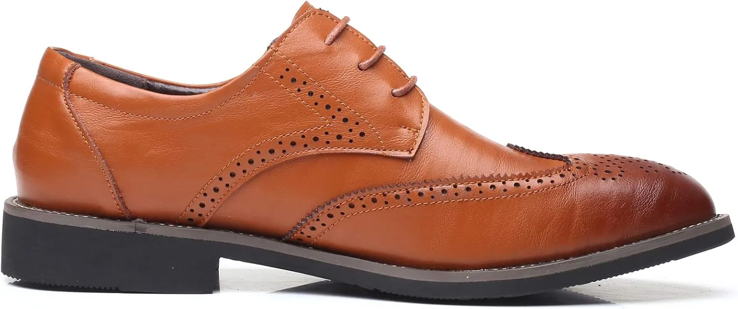 WUIWUIYU Men's Manmade Leather Lace-up Wedding Business Formal Dress Wingtips Brogue Shoes Oxfords