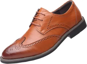 WUIWUIYU Men's Manmade Leather Lace-up Wedding Business Formal Dress Wingtips Brogue Shoes Oxfords