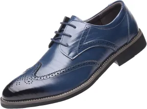 WUIWUIYU Men's Manmade Leather Lace-up Wedding Business Formal Dress Wingtips Brogue Shoes Oxfords