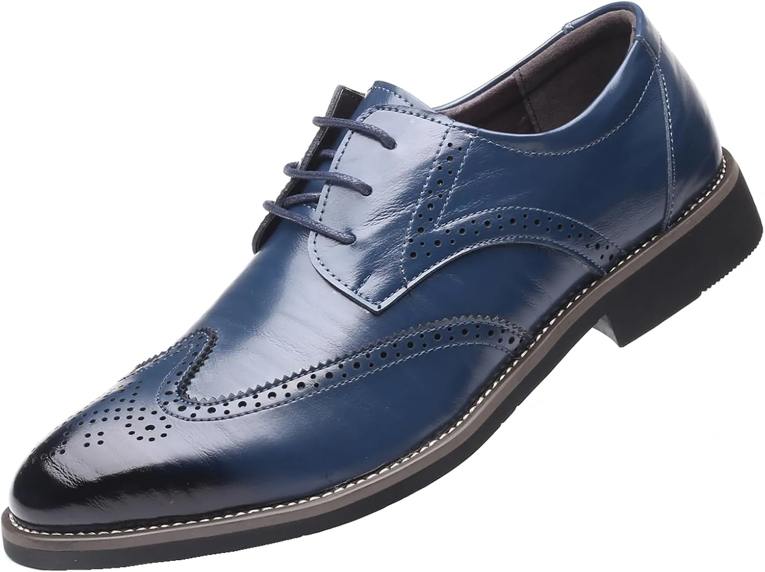 WUIWUIYU Men's Manmade Leather Lace-up Wedding Business Formal Dress Wingtips Brogue Shoes Oxfords