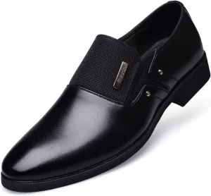 WUIWUIYU Men's Nice Looking Smart Casual High Gloss Shoes Slip-on/Lace-up Formal Dress Oxfords