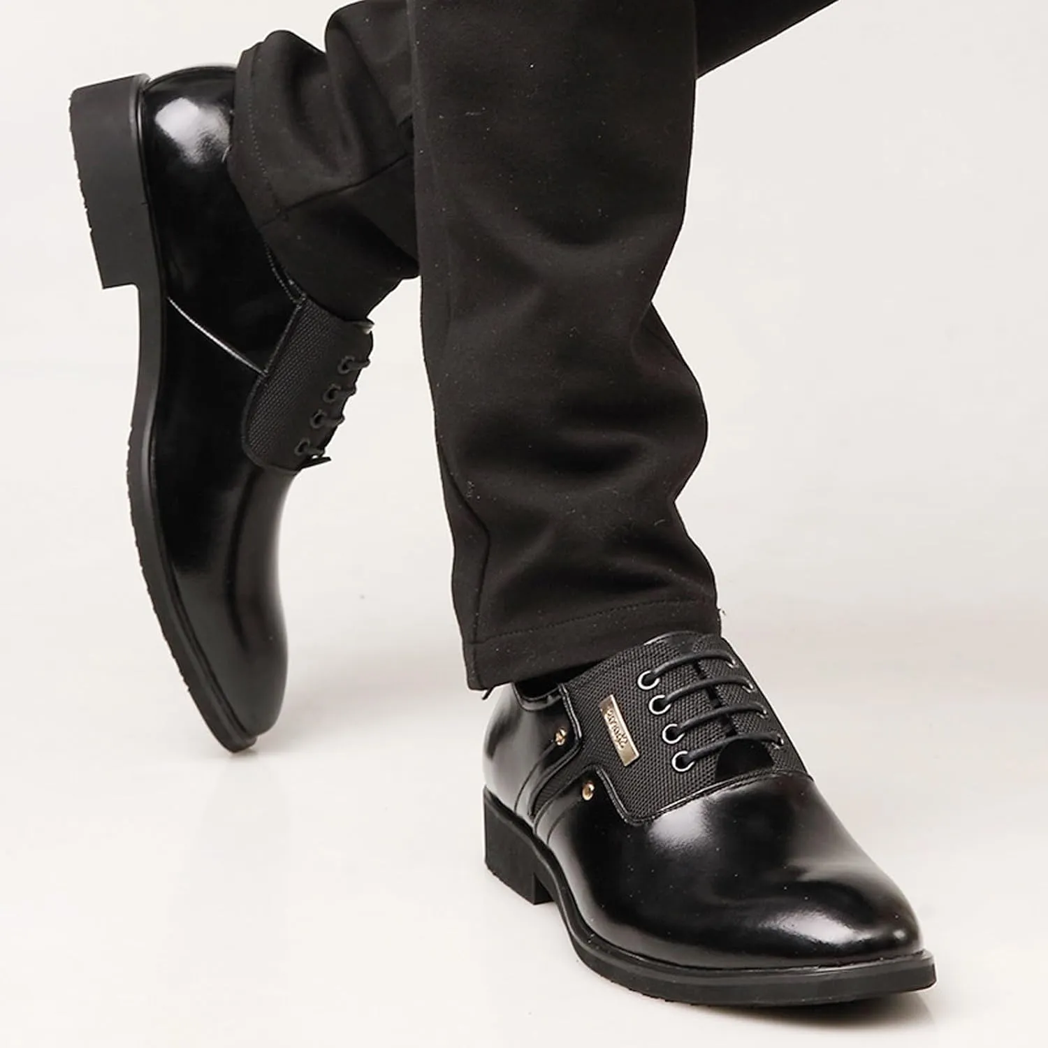 WUIWUIYU Men's Nice Looking Smart Casual High Gloss Shoes Slip-on/Lace-up Formal Dress Oxfords