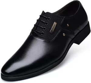 WUIWUIYU Men's Nice Looking Smart Casual High Gloss Shoes Slip-on/Lace-up Formal Dress Oxfords