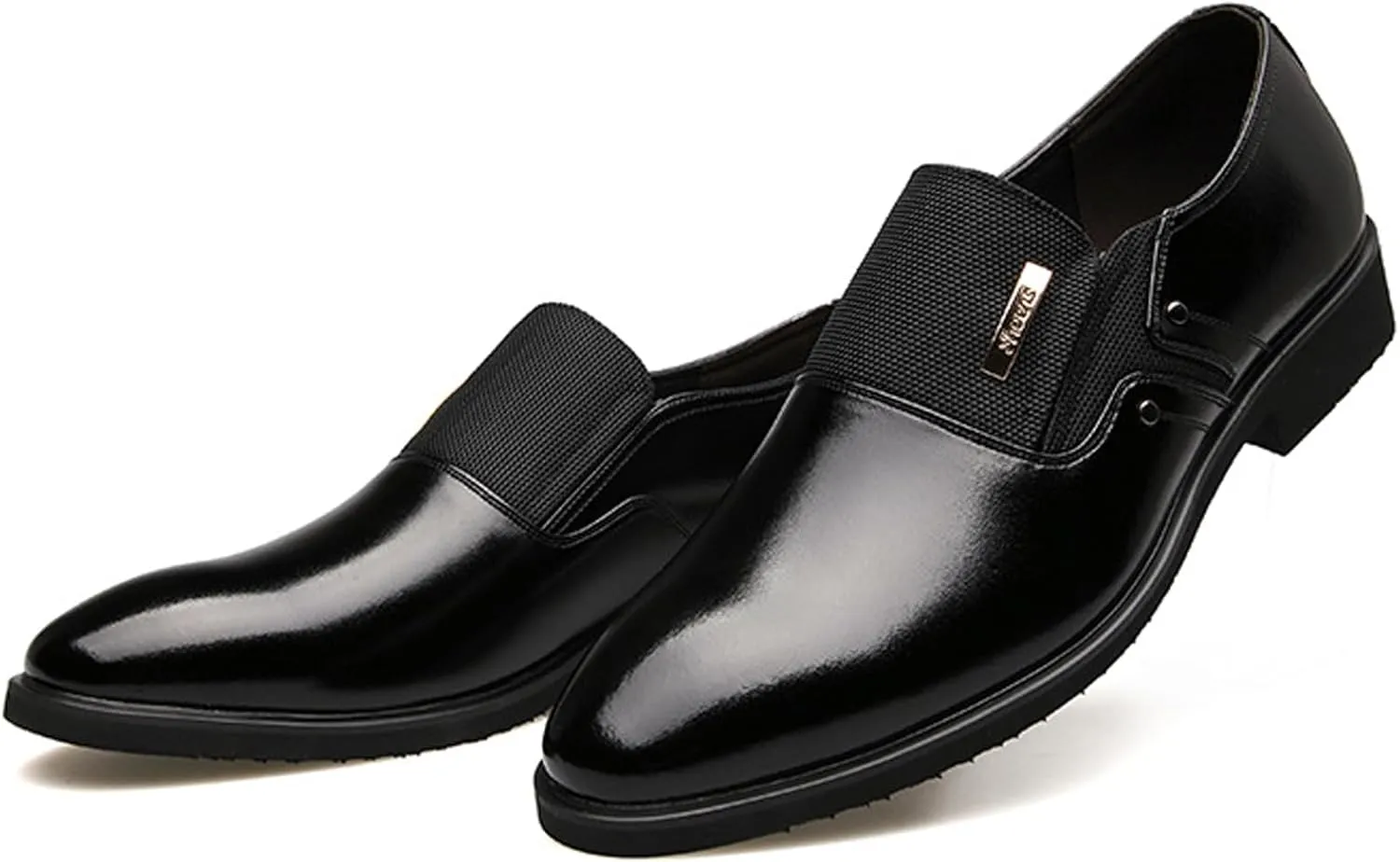 WUIWUIYU Men's Nice Looking Smart Casual High Gloss Shoes Slip-on/Lace-up Formal Dress Oxfords