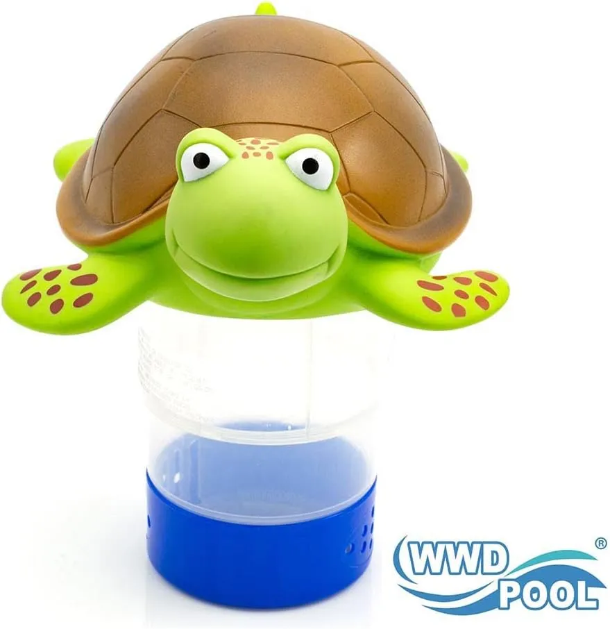 WWD POOL Chlorine Floater, Animal Pool Chlorine Dispenser for Chemical Tablets Fits 3 Inch Tabs Bromine Holder(Turtle)