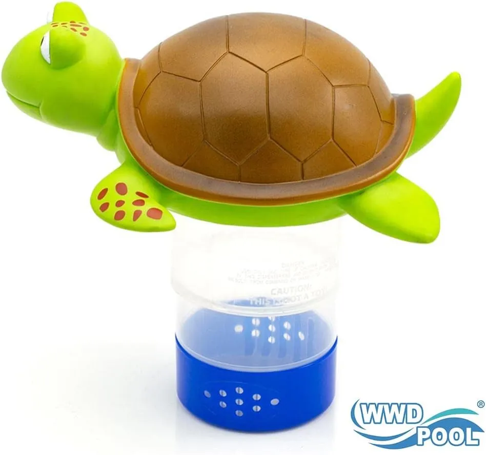 WWD POOL Chlorine Floater, Animal Pool Chlorine Dispenser for Chemical Tablets Fits 3 Inch Tabs Bromine Holder(Turtle)