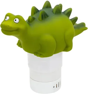 WWD POOL Pool Chlorine Floater, Floating Pool Chlorine Dispenser (Green Dinosaur), Fits 1 and 3 Inch Tablets for Large and Small Pools, Spa, Hot Tub