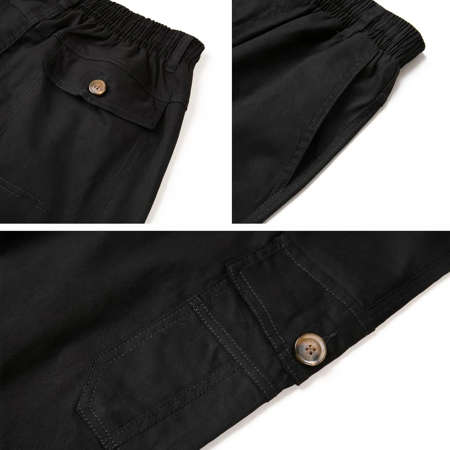 WZIKAI Mens Cargo Pants Elastic Waist Joggers for Men Workout Sweatpants Casual Long Trousers