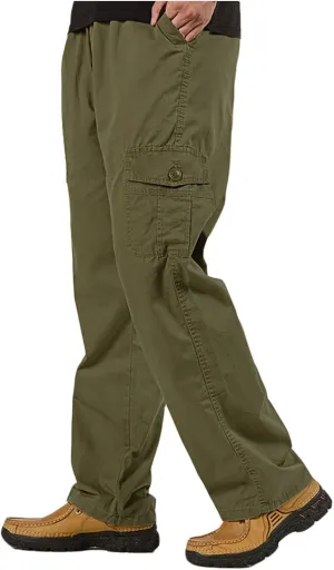WZIKAI Mens Cargo Pants Elastic Waist Joggers for Men Workout Sweatpants Casual Long Trousers