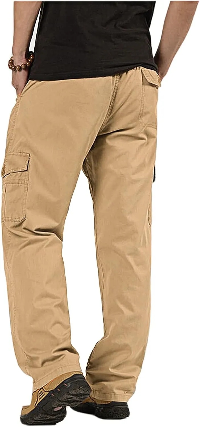 WZIKAI Mens Cargo Pants Elastic Waist Joggers for Men Workout Sweatpants Casual Long Trousers