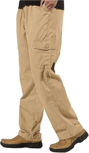 WZIKAI Mens Cargo Pants Elastic Waist Joggers for Men Workout Sweatpants Casual Long Trousers