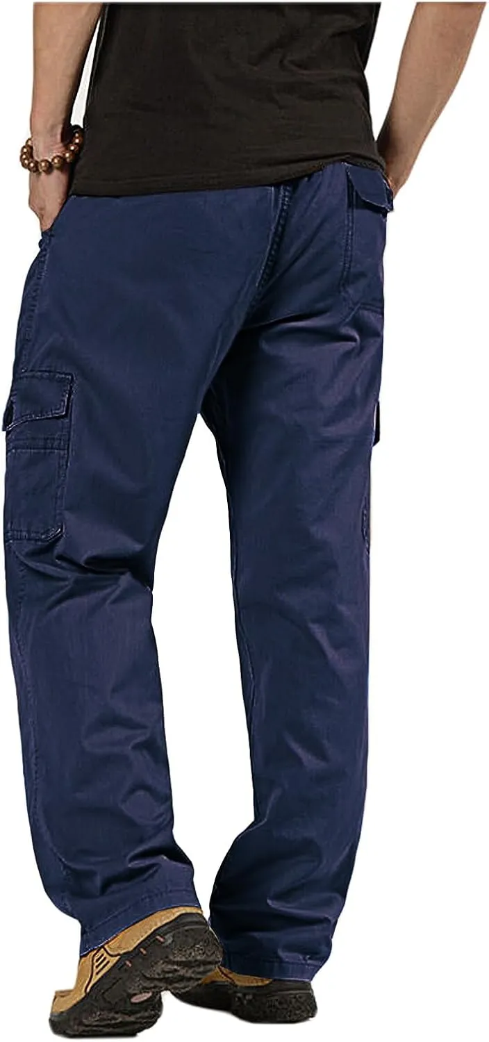 WZIKAI Mens Cargo Pants Elastic Waist Joggers for Men Workout Sweatpants Casual Long Trousers