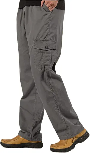 WZIKAI Mens Cargo Pants Elastic Waist Joggers for Men Workout Sweatpants Casual Long Trousers